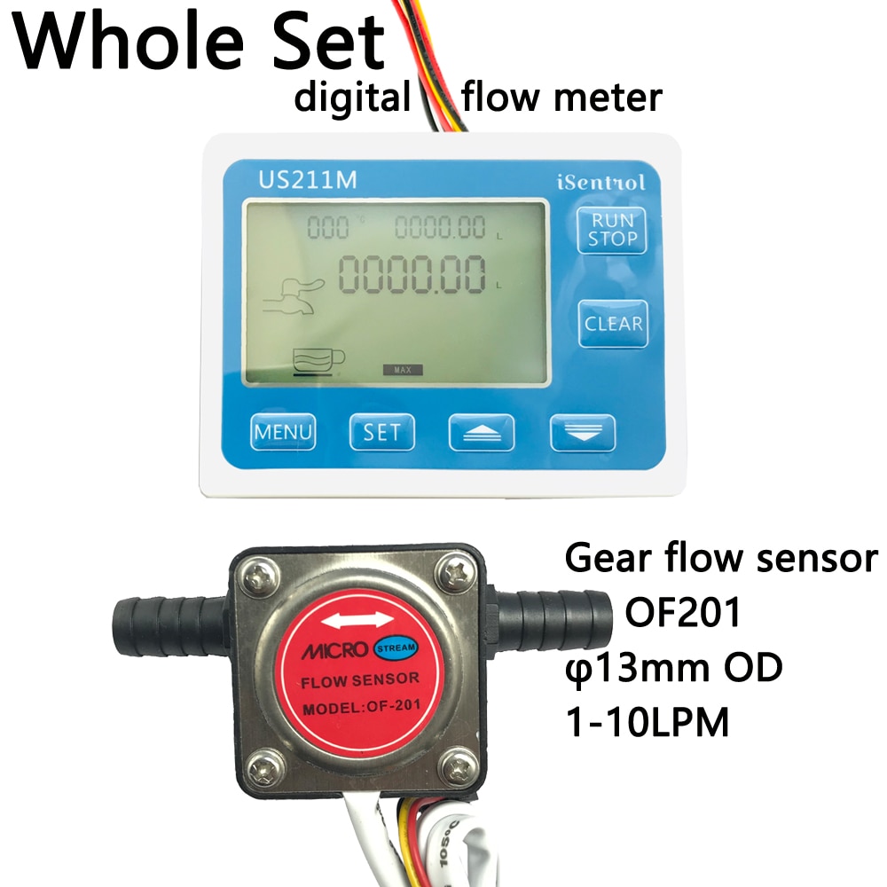 US211M Oil Flow Meter and Gear Flow Sensor OF201 for Milk Diesel Oil Lubracant OD φ13mm 1-10L/min Honey Bee Dijiang iSentrol