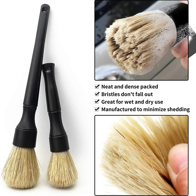 2 Pcs Car Detailing Brush Kit Auto Detail Brush Set Interior Exterior Detailing Supplies For Cleaning Air Vent
