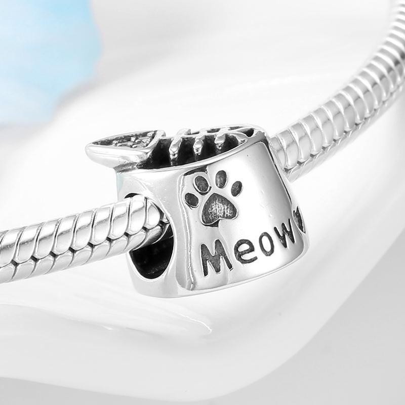 925 Ciondolo in Argento Sterling Amo pesce Bella del gattino del Gatto di Fascino Monili Che Fanno fit Originale Europeo di Fascino DIY Del Braccialetto Della Collana