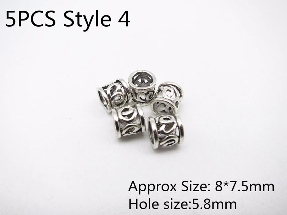 5Stck Antike silber Haar flechten Dreadlock Perlen ringe rohr Wikinger Rune Bart perlen DIY Haar Styling Zubehör: 5Stck Stil 4