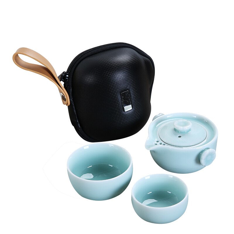 Small Porcelain Tea Pot Set Beauty Glazed Green Teacups Luxury Chinese Tea Set Conjunto De Cha Travel Cup Set AC50TS