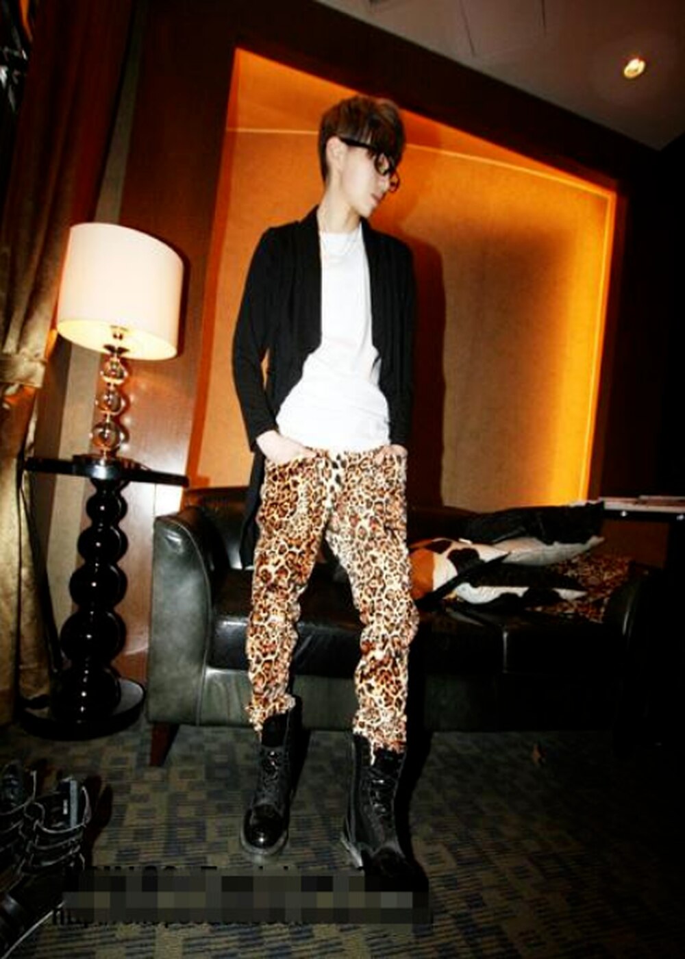 Heren luipaardprint nachtclub gala feest broek podium dans casual broek 2 stijlen