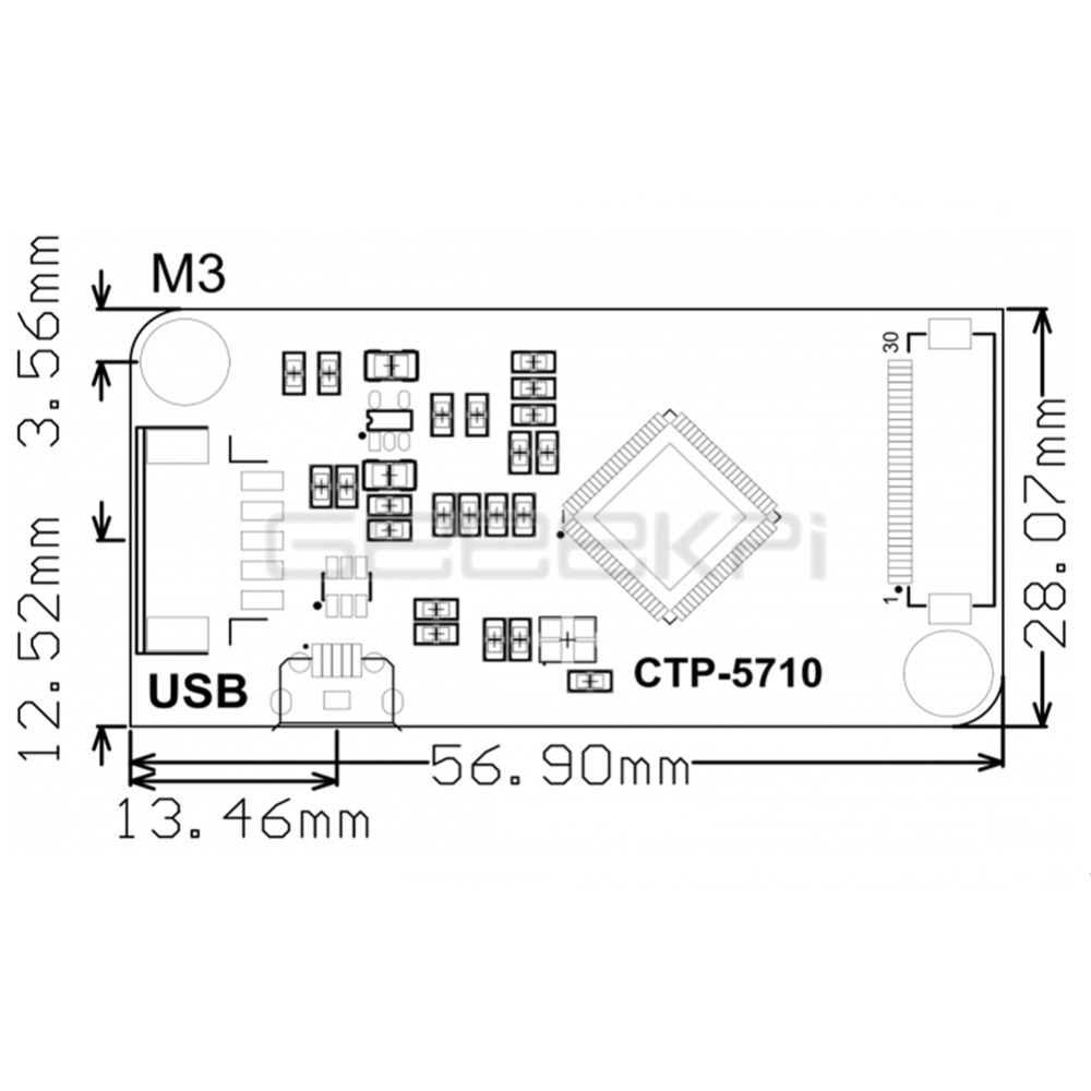 GeeekPi Original 7 inch Capacitive Touch Digitizer Screen Panel Glass Sensor Kit for CTP-571 Raspberry Pi 4 B All Platform / PC