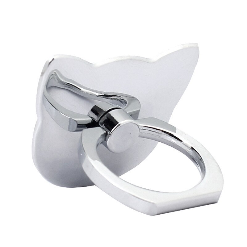 Kattenkop galvaniseren vinger ring houder mobiele telefoon houder telefoonstandaard ringen 360 graden standaard houder voor iphone telefoon ring: Galvaniseren zilverachtig