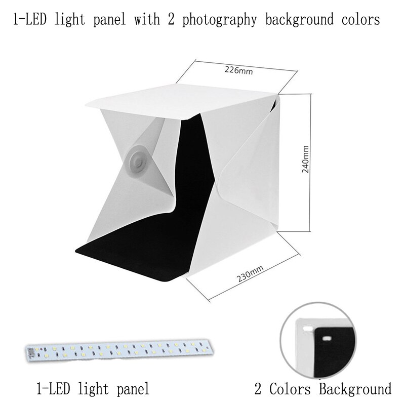 Dual LED Panels Mini Folding 40CM Lightbox Photography Photo Studio Softbox Light With Photo Background Kit Light box for DSLR: RL005-1