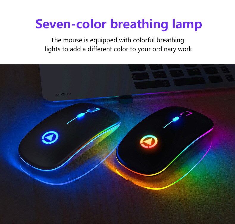 2.4GHz Mute Mouse Wireless Mouse Opto-electronic Mouse Mice USB Rechargeable RGB 1600DPI 4 Keys Mouse For PC Laptop Computer