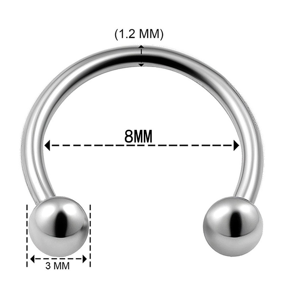 10pcs Titanium Anodized Stainless Steel Captive Eyebrow Lip Nose Septum Ear Ring Tongue Piercing Body Jewelry