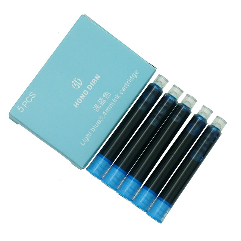 30 unidades de cartuchos de tinta Hongdian para pluma estilográfica negra/azul de 3,4mm de diámetro para bolígrafos HongDian Ink Pen / Wing Sung: Light Blue