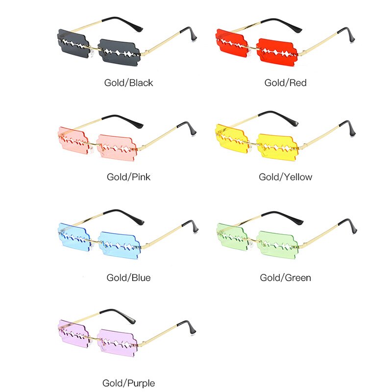 Blade Style Cool Personality Frameless Trimming Sunglasses Trendy Colorful Sunglasses and Glasses
