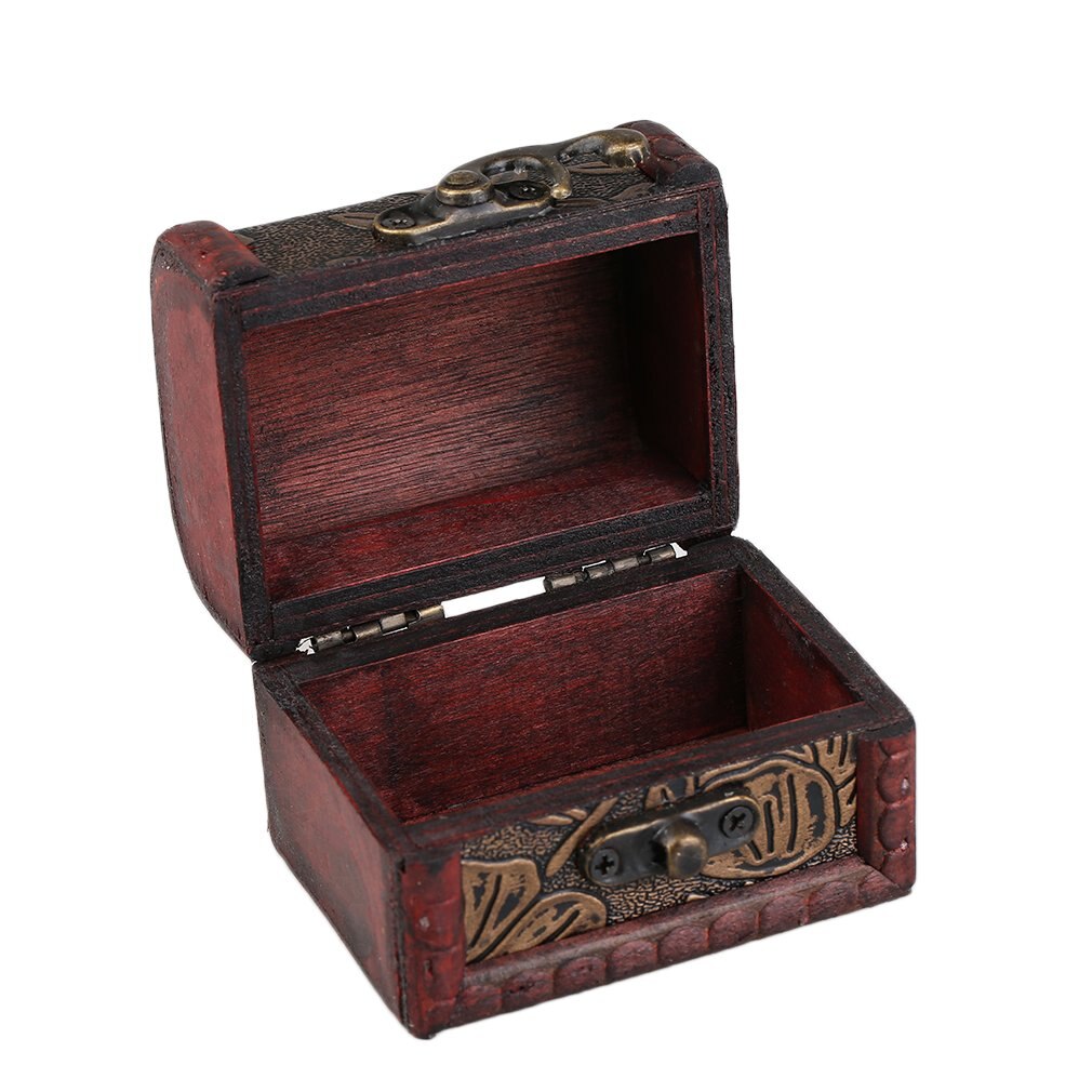 Holle patroon Vintage Rode Houten sieraden display box Ketting Armband Rings Organizer Storage Case Box