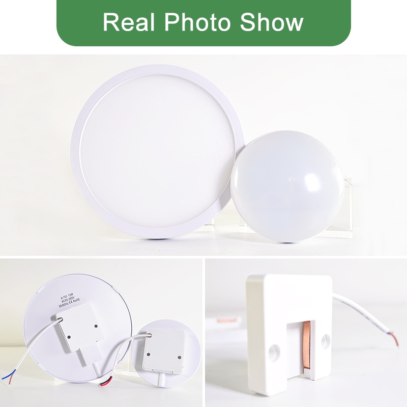 Panel de luz LED para techo, de 18W lámpara redonda, 24W, 36W y 48W, AC85-265V para luz decorativa para el hogar