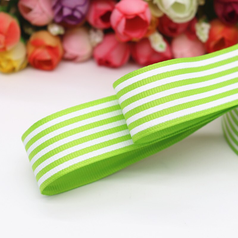 10 meter 1 '' 25mm stripetrykte grosgrain-bånd tegneseriebånd håndlagde hårsløyfer  ym16100785: 550 eplegrønne