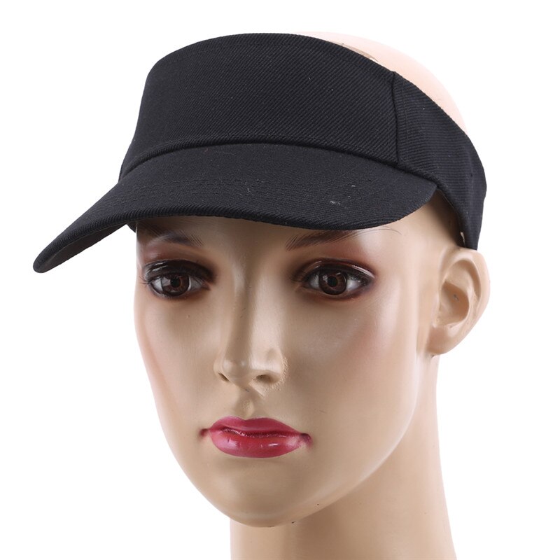 Verstelbare zonnehoed voor buiten, dames, zonnebrandcrème, zomersport, tennis, petten, dames, reizen, strand, lege hoge hoeden, unisex: Zwart