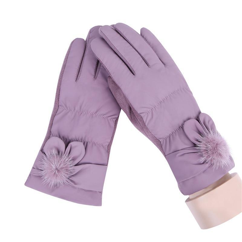 Pantalla táctil a prueba de viento sólida informal para mujer, guantes abrigados Unisex 027A, 027C, 027D, 027E: purple027a