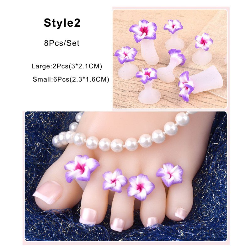 8 teile/satz Silikon Zehe Separator Gänseblümchen Blume Sonnenblumen Waterdrop DIY Füße Kappe Nagel Kunst für Salon Verwenden: Licht Grün