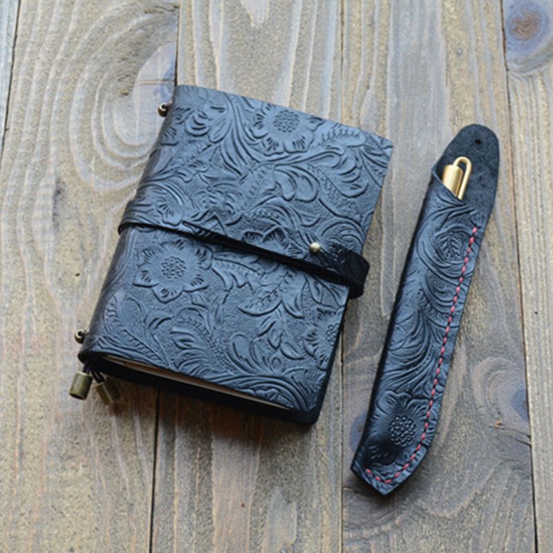 Vintage Leather Travel Journal Notebook Dagboek Reliëf Gesneden Notepad Schetsboek