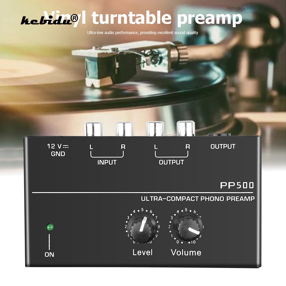 Hot PP500 Phono Preamp Preamplifier with Level Volume Control RCA Input Output 1/4&quot; TRS Output Interfaces for LP Vinyl Turntable