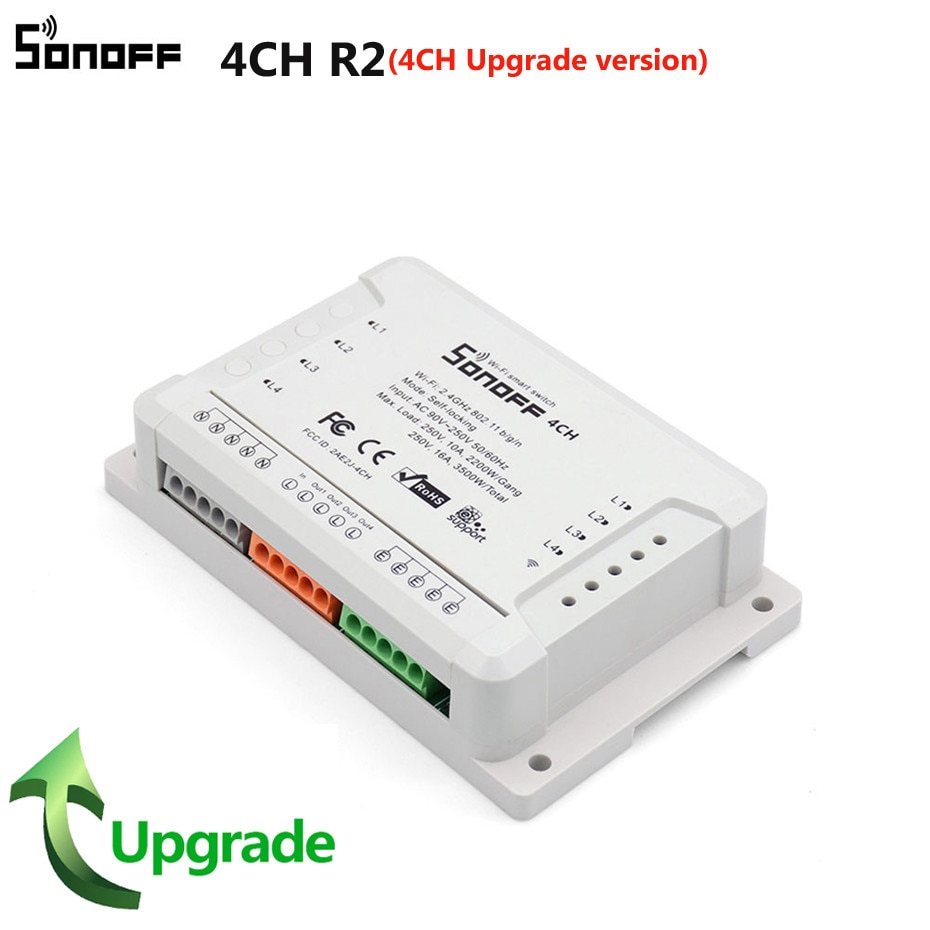 Sonoff Wifi Smart Switch 1CH /2CH/ 4CH R2 DIY Switch Wireless Home Automation Timer Switch 220V Remote Control by Phone