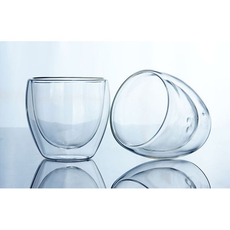 Double Layer Wall Clear Glass Heat Resistant Tea Coffee Mug Borosilicate Cup