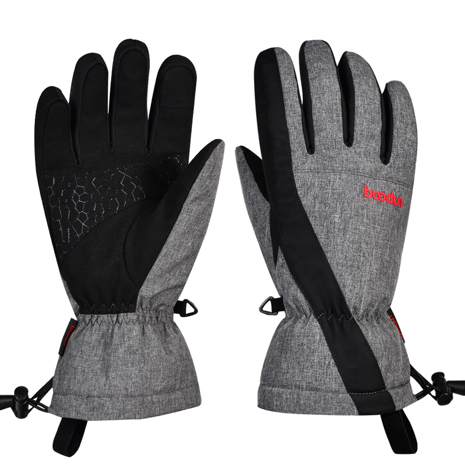Guantes de nieve para esquí de invierno para hombre y mujer, resistentes al agua, con pantalla táctil, cálidos, para snowboard, esquí, ciclismo, senderismo: Grey / L