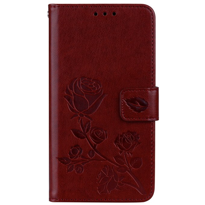 For xiaomi Redmi 4X Case on Redmi 4X Case Flip 5.0 inch Rose Flower Skin Leather Wallet Book Case for xiaomi Redmi 4X 4 X Cover: brown