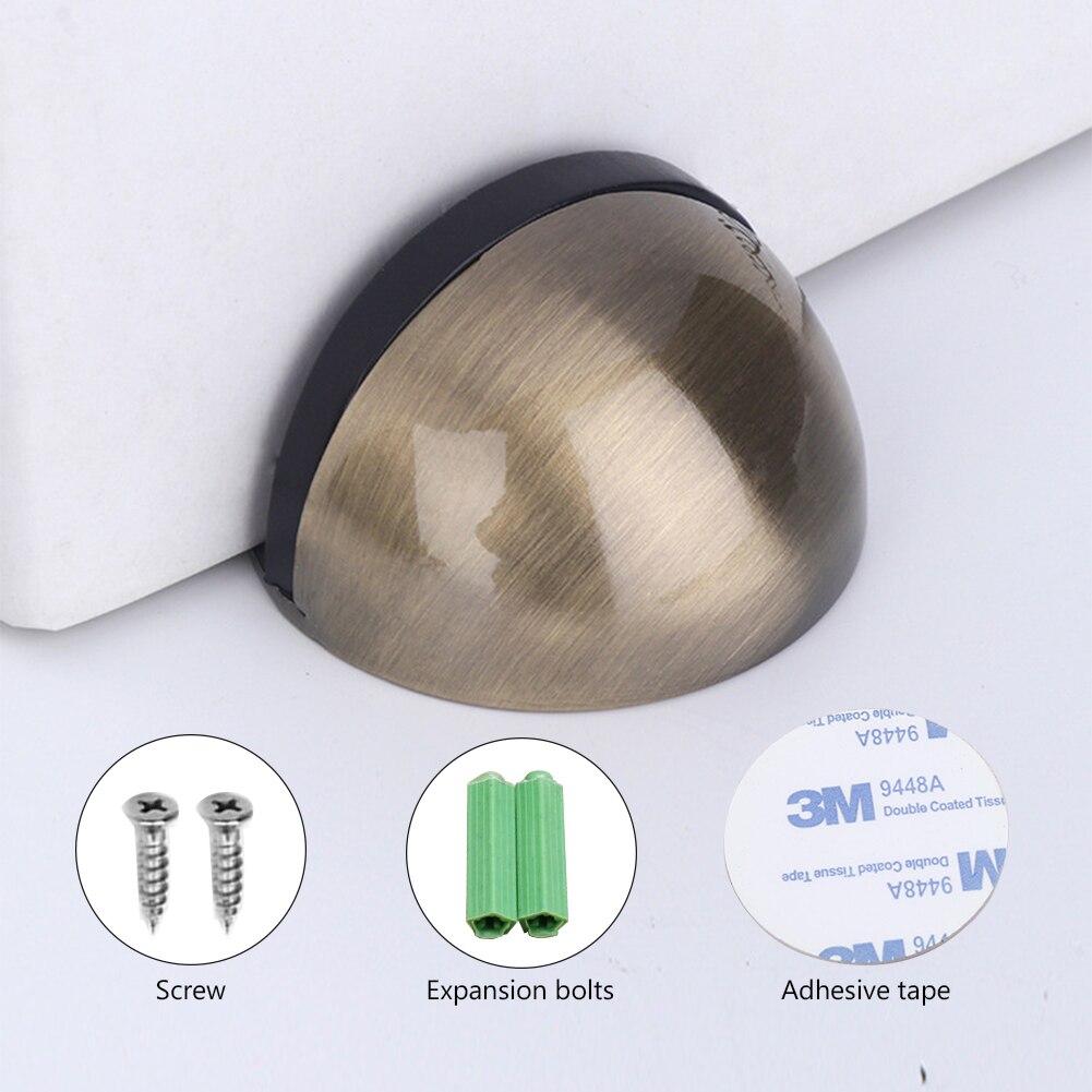 Stainless Steel Door Stopper Rubber Bumper Catch Hardware Floor Mounted Nail-free Hidden Door Non Punching Sticker Hidden Holder: Green bronze