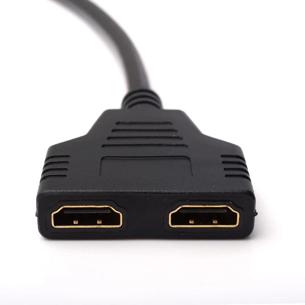 Eén mannelijk naar twee vrouwelijk poortadapterconverter HDMI-compatibele kabelsplitter HDTV 2-poorts HDMI-compatibele schakelaar