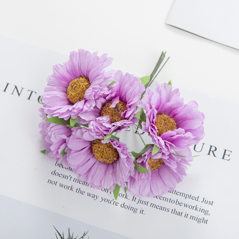 Kunstige blomster festival hjemdekorasjoner rom bryllup dekorativ krans silke tusenfryd gerbera gjør-det-selv-eske utklippsbok bil