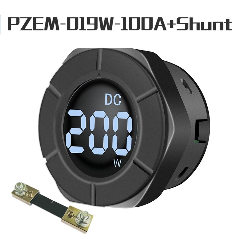 DC 0-300V Round Power Meter Wattmeter Car Power Gauge 3000W 30kW 10A 100A with Shunt Reverse Protection PZEM-019W