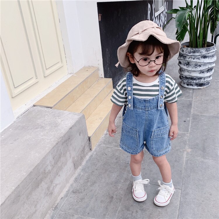 Bambini Tute e Salopette Shorts delle 2019 di Estate Nuovo Bambino Della Ragazza Della Bretella Del Denim Shorts Bambino Del Bambino Della Ragazza Dei Jeans Dei Capretti Dei Pantaloni Casual Shorts Pantaloni