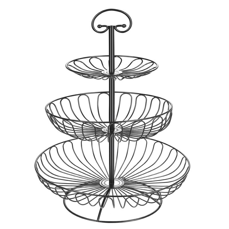 Montage 3 Tiers Metalen Fruit Serveren Kom Mand Aanrecht Display Fruit Groenten Opslag Stand Snacks Houder Voor Partijen: Black
