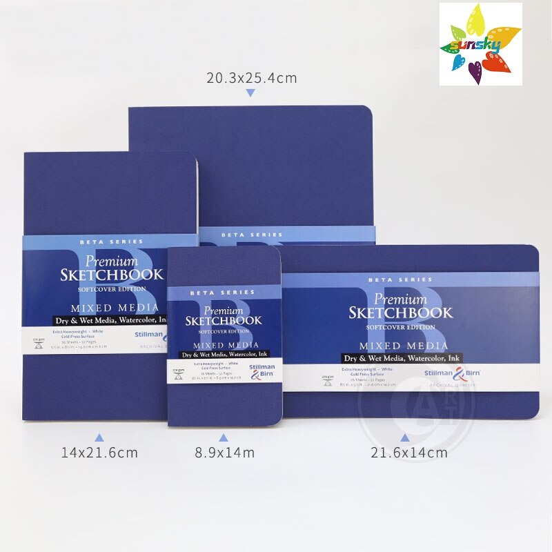 Stillman &amp; Birn Beta Serie Softcover Schetsboek, 5.5 "X 3.5", 270 Gsm (Extra Zwaargewicht), Wit Papier, Koude Pers Oppervlak