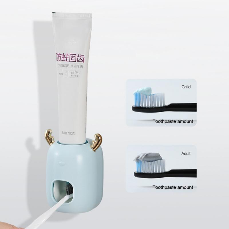 Toothpaste Squeezers Christmas Look Wall Mount Stand Automatic Toothpaste Dispenser Tooth Dust-proof Toothbrush Holder