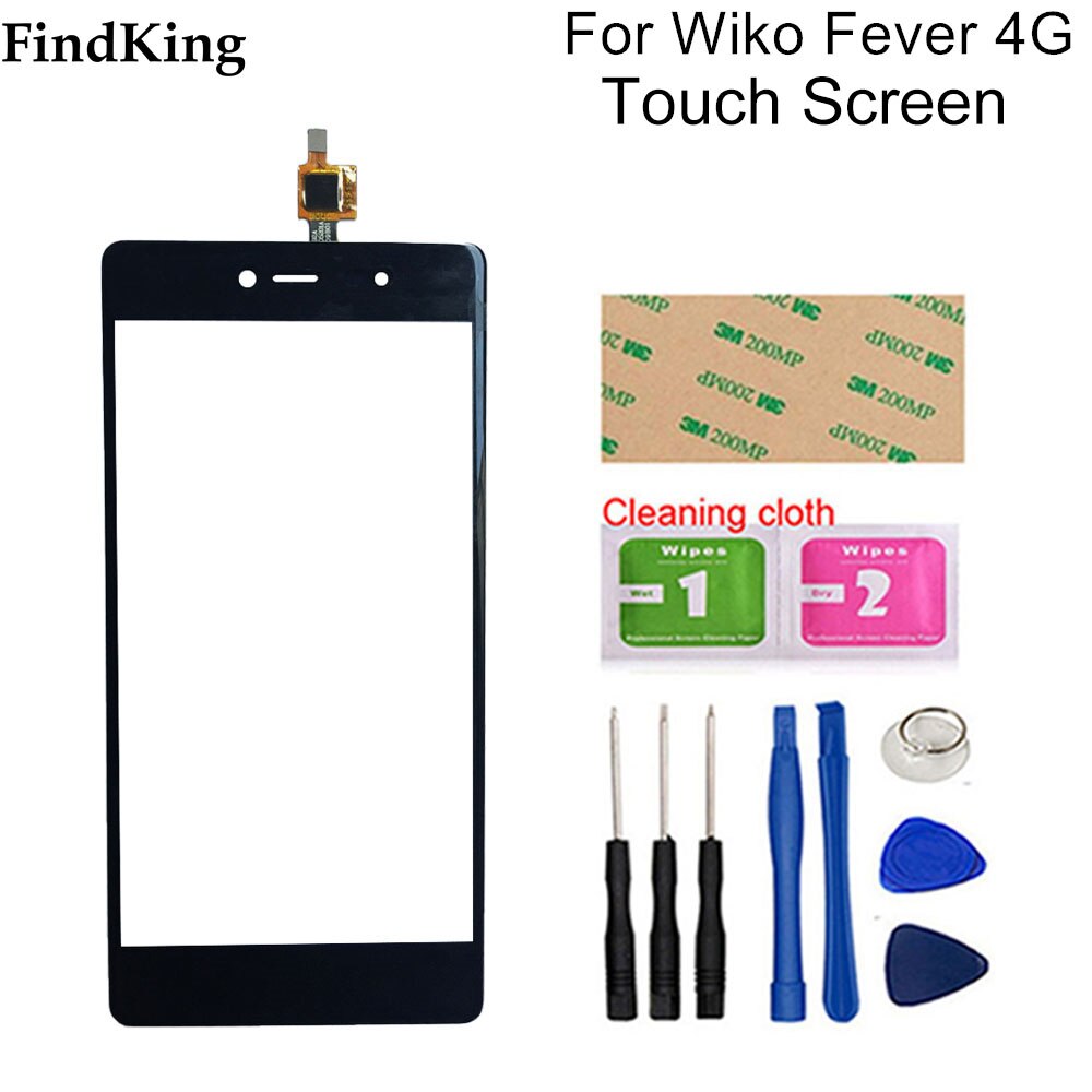 Touch Screen For Wiko Fever 4G Touch Screen Front Glass Digitizer Panel Touchscreen Lens Sensor Tools Adhesive: Black With Tools