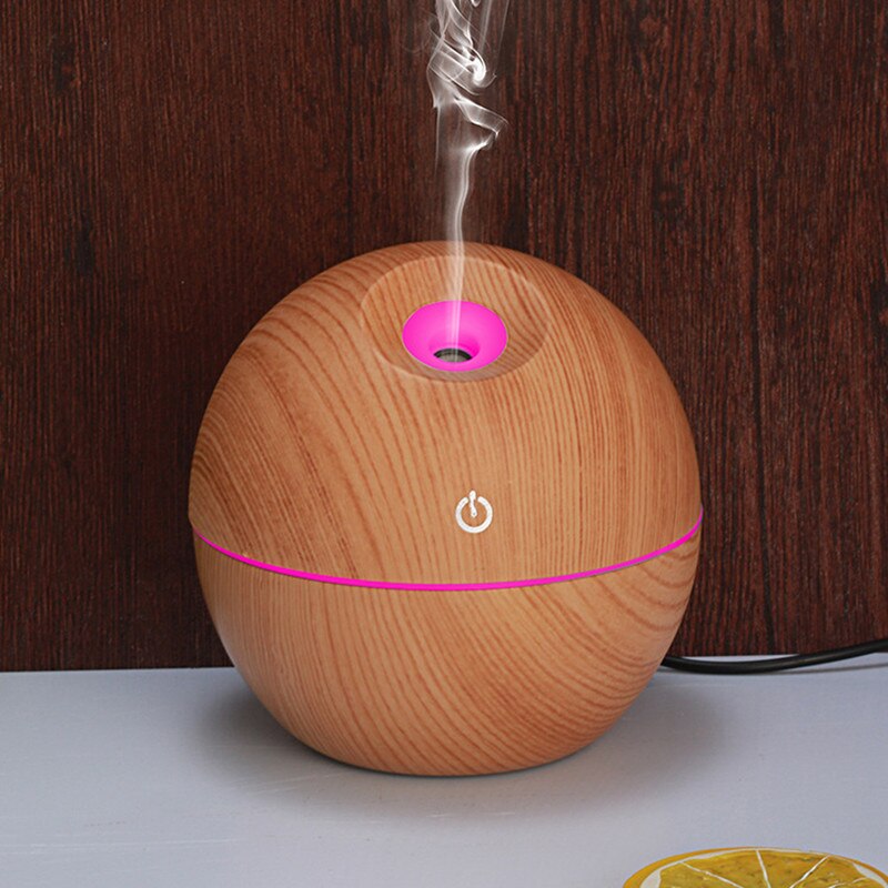 Difusor de aceites esenciales, 130ml, USB, ultrasónico, vaporizador, humidificador, purificador de aire, cambio de 7 colores, Luz LED nocturna, para la Oficina y el hogar