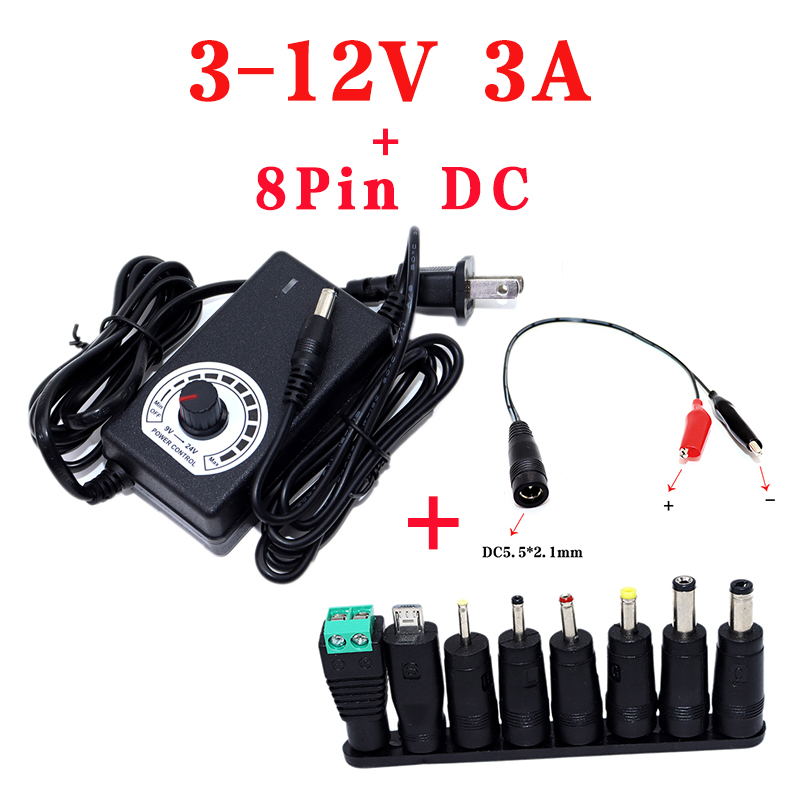 AC DC Adjustable Power Supply 3V 5V 6V 9V 12V 2A 3A 5A 10A AC/DC Switching Powe Supply Adapter Universal 220V To 12V Volt Adapte: Yellow