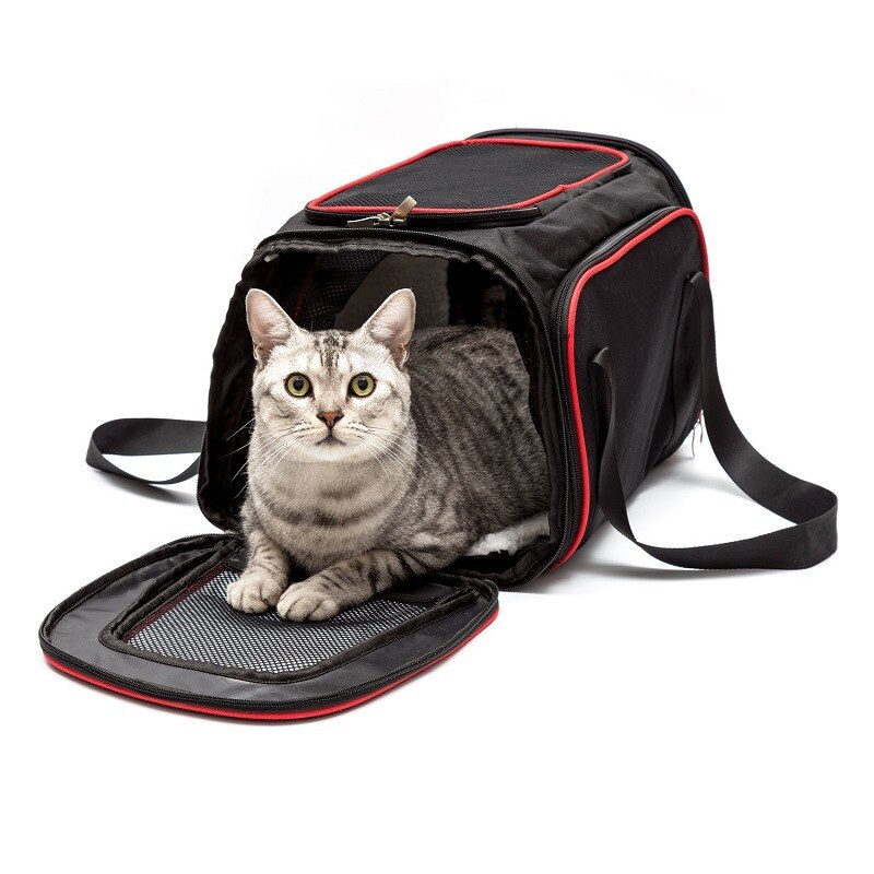 Udvidelig kattebærer kæledyrsbærer til hvalpekatte blødsidet kasse luftfartsselskab godkendt kennelbil rejsetaske multifunktionel wlyang