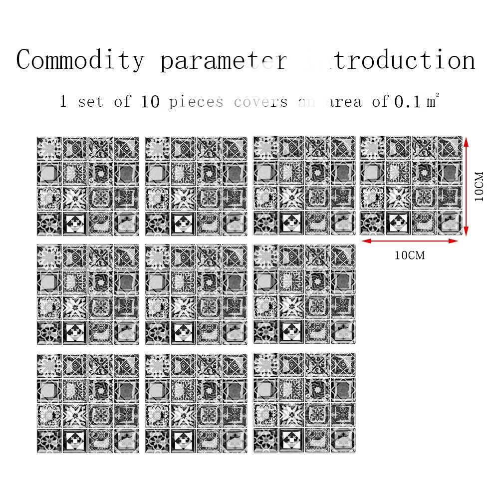 20pc Retro Pattern Surface Tiles 3D Self Adhesive Tile Sticker for Kitchen Bathroom Tables Floor Hard-wearing Wall Decals