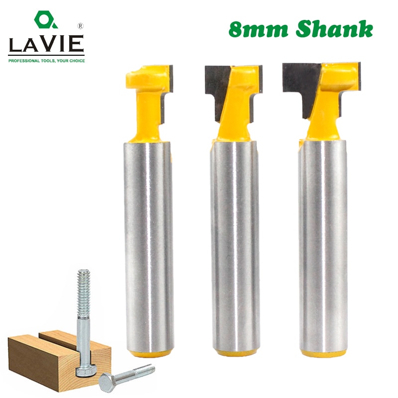 1pc 8mm skaft t-slot fræser bits sæt nøgle hul bits hex bolt t slids fræser til træ træbearbejdningsværktøj