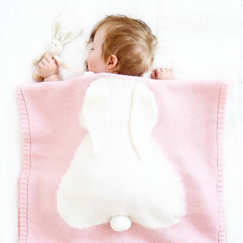 Liligirl babytæppe sveller kanin strikketæppe sengetøj quilt legetæppe sveller til baby