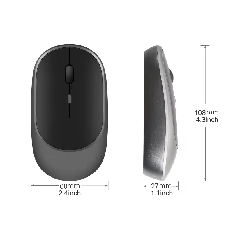 Xiaomi mouse sem fio bluetooth 2.4g, mouse silencioso ajustável dpi design ergonômico usb recarregável para jogos e escritório
