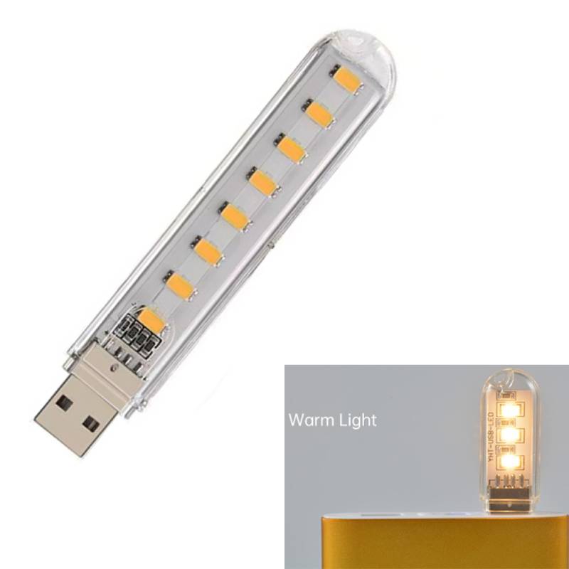 Usb Plug Lamp Computer Mobiele Power Opladen Usb Kleine Boek Lampen Led Oogbescherming Leeslamp Kleine Ronde Licht Nacht licht: 8led warm light