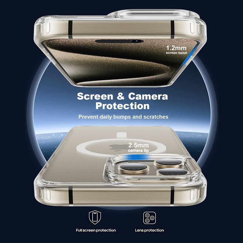 Coque transparente magnétique pour iPhone, coque de charge sans fil, compatible avec Magsafe, 16, 15, 14, 13, 11, 12 Pro Max Plus