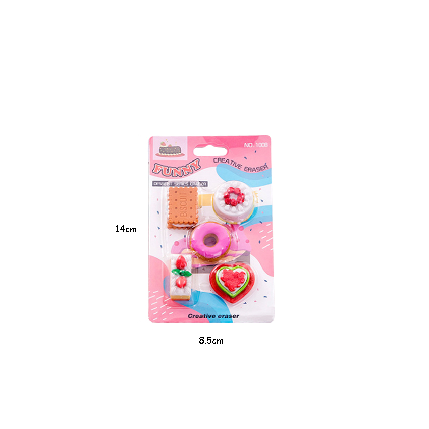 5 Stks/partij Mooie Cookie Donut Gum Set Rubber Gum Briefpapier Schoolbenodigdheden Voor Kids