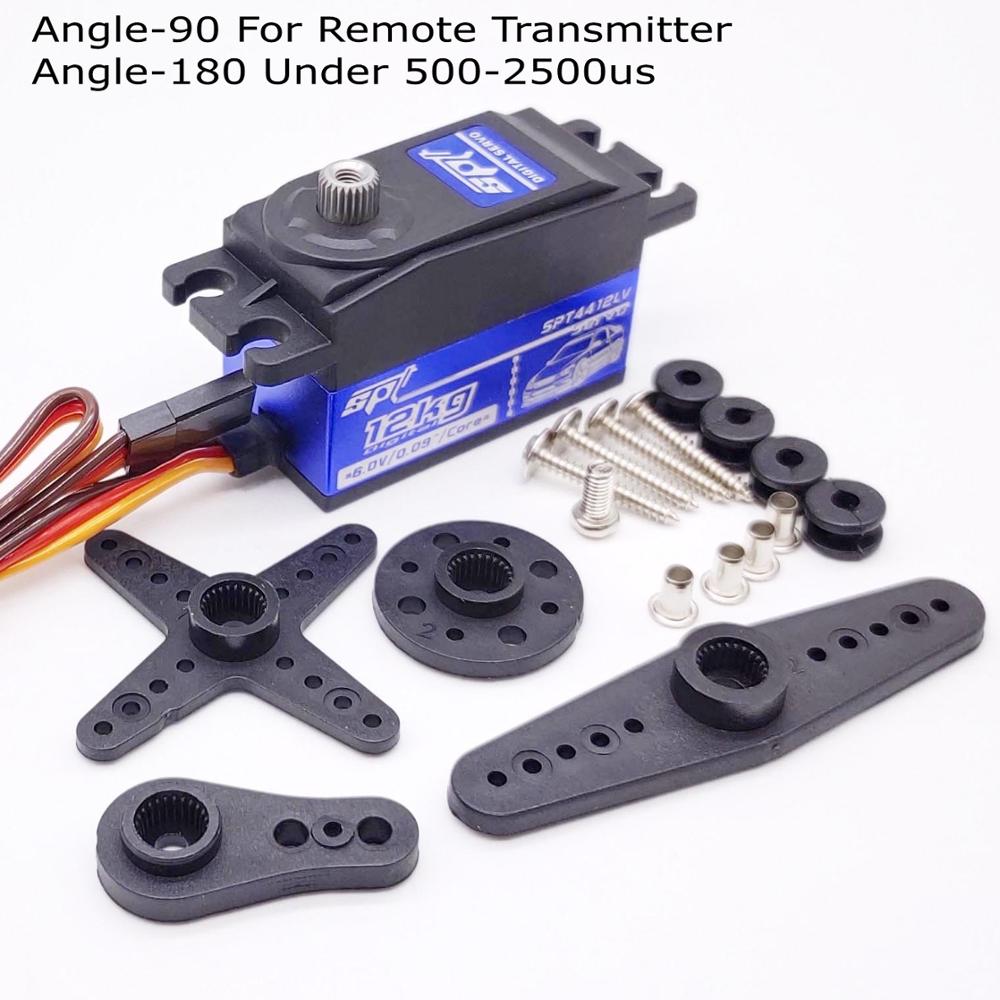 Spt 4412lv 12kg grote koppel metalen tandwiel standaard digitale laag profiel servo 1:10 rc auto vliegtuig robotarm 180 320 hoek: Hoek -180 500-2500us