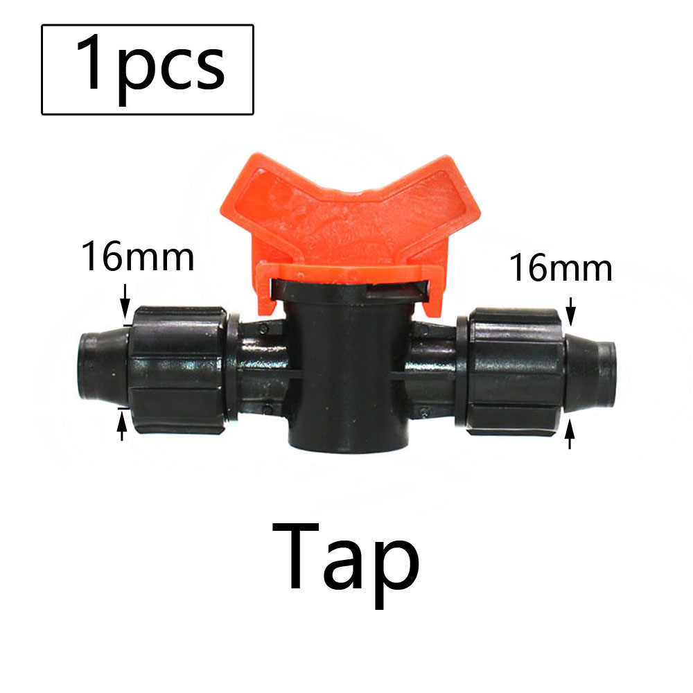 16mm Micro Irrigation Drip Tape Connectors Tee Repair Elbow End Plug Tap Fittings Locked Hose Joints Greenhouse Coupler: Chocolate