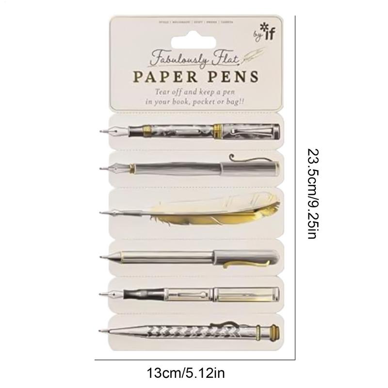 Marcapáginas de bolígrafo de papel, bolígrafo de papel fabulosamente plano, marcapáginas de tinta negra, papelería novedosa para el hogar y la escuela, lápiz de bolsillo en forma de lágrima