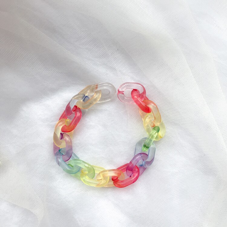 Funny Rainbow Colorful Chain Transparent Acrylic Bracelet For Women Men Bisexuals Geometric Couple Bracelet Gay Jewelry: 3