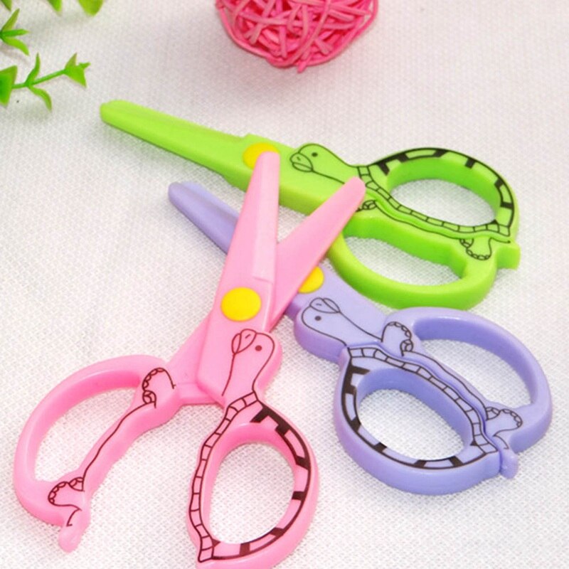 Child Safety Scissors Prevent Hand Injury DIY Photo Tortoise Shape Plastic Student Scissors/Paper-cutting Scissors