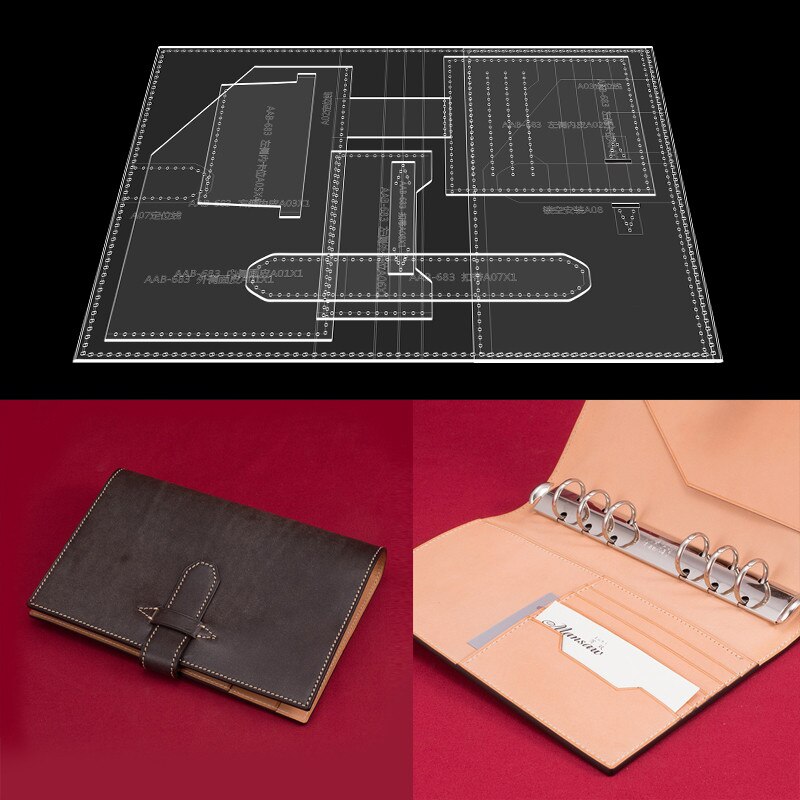 1Set DIY Acrylic Template A6 Loose-leaf Notepad Leather Craft Pattern DIY Stencil Sewing Pattern 10.5cm*14.8cm